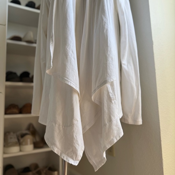 Dkny Minimalist White Cotton Cardigan Sweater with Waterfall Front Size L/XL - Picture 5 of 8